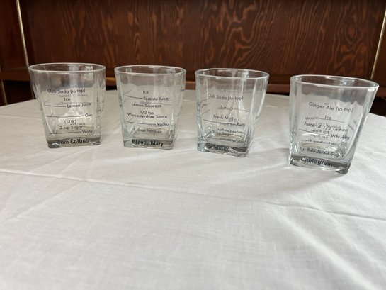 Set Of Four Cocktail Recipe Rocks Glasses