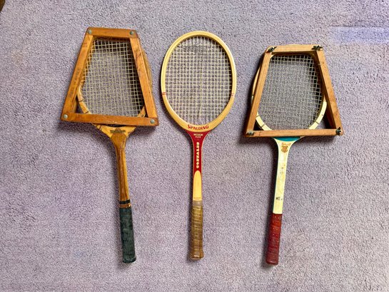 Vintage Wooden Tennis Rackets Including Spaulding & Wilson