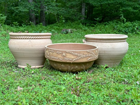 Three Good-Sized Quality Pottery Planters
