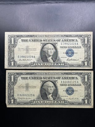 2 $1 Silver Certificates 1957, 1957-B