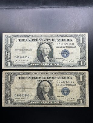 2 $1 Silver Certificates 1935-E, 1935-G