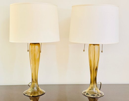Pair Of Barbara Barry, Handblown Glass Table Lamps