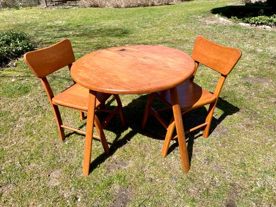 Delphos Bending Company Children's Wooden Table & Chairs, Made In Ohio