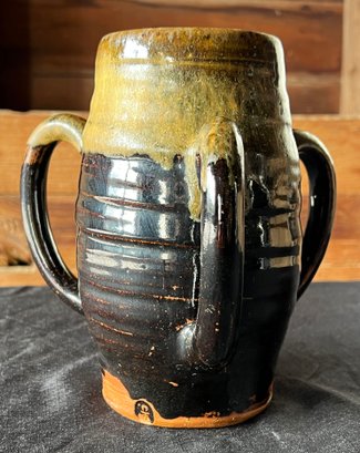 Vintage Studio Pottery 3 Handled Loving Cup - Artist Signed