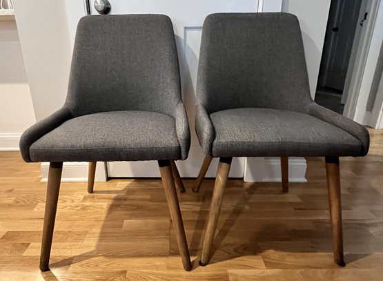 Pair Of Gray Fabric Side Chairs