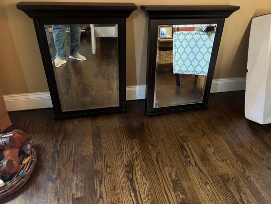 Pair Of Attractive Pottery Barn Black Wall Mirrors