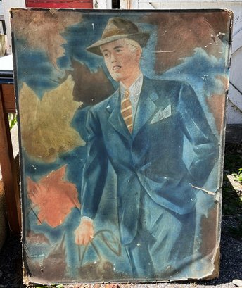 Antique 1930's Mens Clothing Advertising Display On Cardboard
