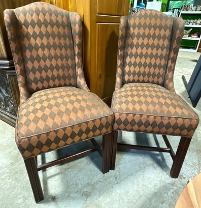 2 Harlequin Pattern Chairs By The Charles Stewart Company