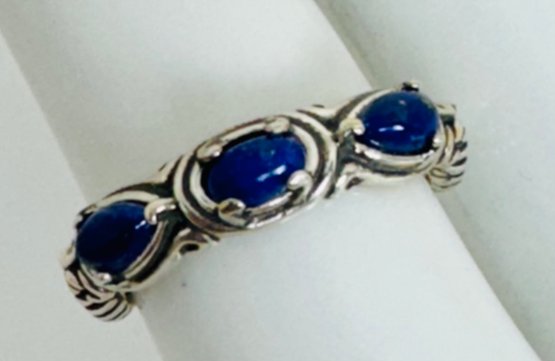 SIGNED CAROLYN POLLACK LAPIS LAZULI STERLING SILVER RING