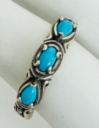 SIGNED CAROLYN POLLACK STERLING SILVER TURQUOISE RING