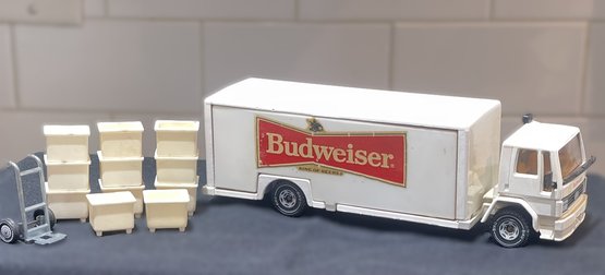SIKO Budweiser Die Cast Ford Delivery Truck Eurobuilt 1/55 Scale-West Germany-11 Coolers & Dolly-doors Open