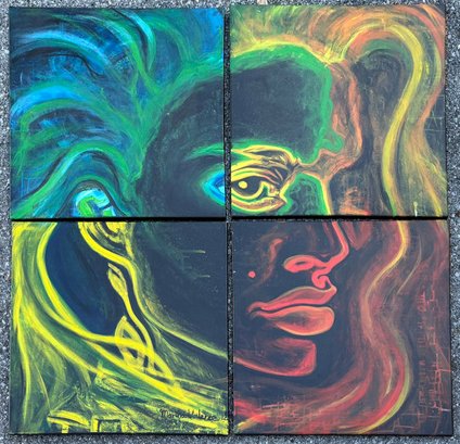 A Series Of 4 Abstract Modern Acrylic On Canvas Paintings, 2012, Martha Valeree