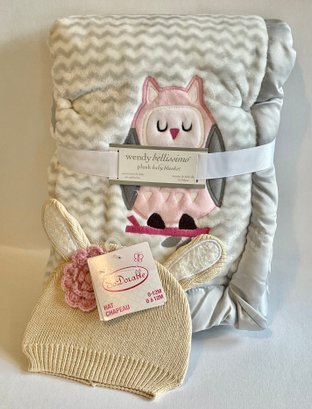 Brand New WENDY BELLISSIMO Plush Baby Blanket And SoDorable Hat