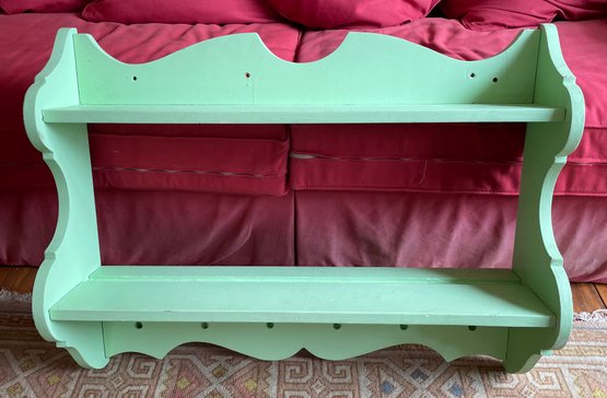 Vintage Painted Wood Shelf Unit / Plate Rack