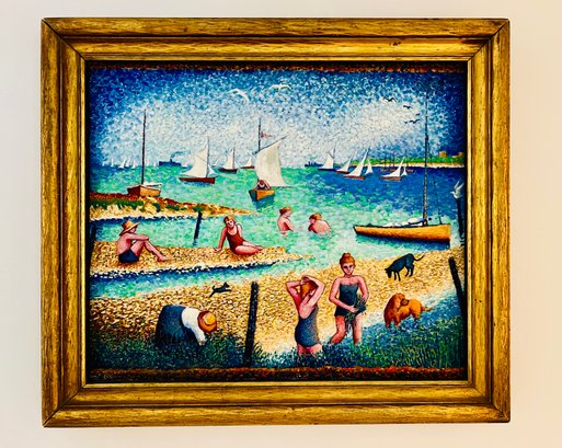 The Bathers Oil Painting On Canvas In Gilt Frame