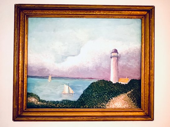New England Lighthouse Oil Painting On Canvas