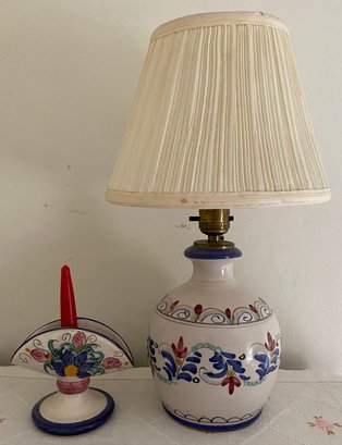 Pottery Lamp And Candle Holder