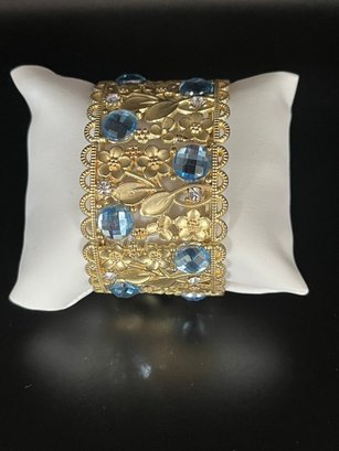 Vintage Blue Crystal Stone Cuff Bracelet