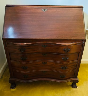 Vintage Drop Front Desk On Feet With 4 Drawers
