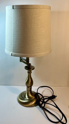 Swing Arm Brass Shaded Table Lamp