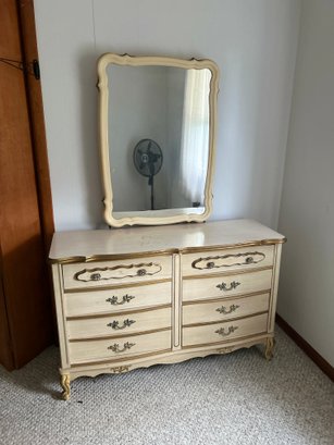 Vintage French Provincial 8 Drawer Dresser With Mirror