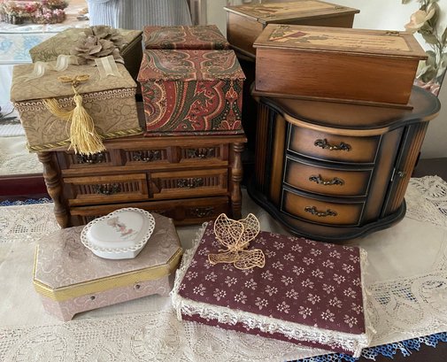 Eight Jewelry And Trinket Boxes