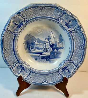 Antique 1850s J. Holland Carrara Pattern Blue And White Plate