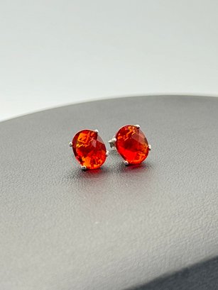 Red Carnelian Sterling Silver Stud Earrings