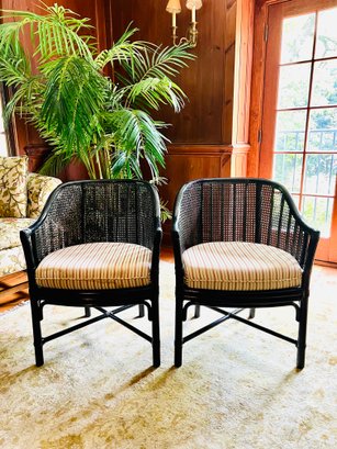 PAIR McGuire Rattan Side Chairs