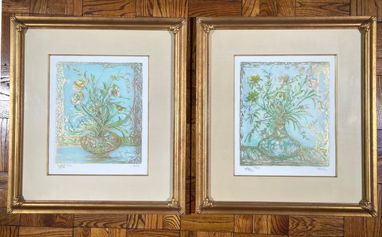 A Pair Of Original Lithographs By Edna Hibel 'Ebbtide Garden Suite,'