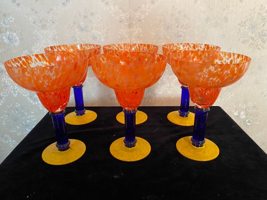 Unique Orange & Blue Margherita Glasses