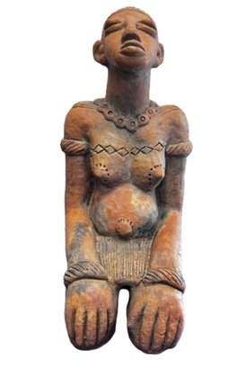 African Art: Seated Female Terracotta/Clay Figure
