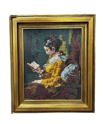 Needlepoint: Fragonard, Young Girl Reading
