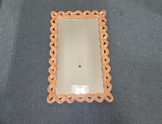 Unique Twist Form Carved Wood Framed Wall Mirror