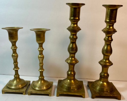 Lot Of Solid Vintage Brass Candle Stick Holders