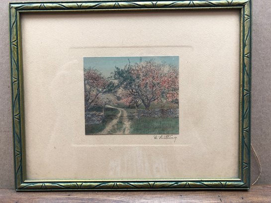 Early 20th Century May' Landscape Print Signed Wallace Nutting, Orignal Frame 7 3/4' X 9 5/8'