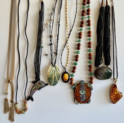 8 Necklaces, Some Natural Stone & Glass, Some Vintage