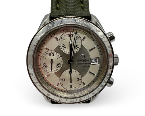 Authentic Silver Dial Omega Speedmaster Date 39MM W/ Leather And Steel Bracelet Bands