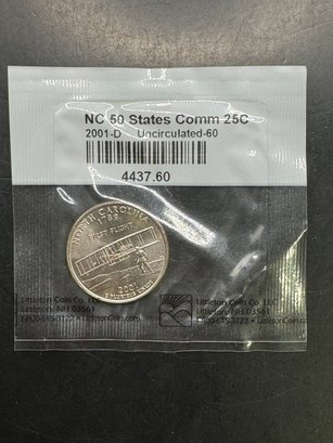 2001-D Uncirculated NC 50 States Commemorative Quarter In Littleton Package