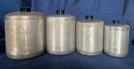Vintage Aluminum Canister Set - Lids All Fit, No Denting, Minor Edge Issue On One - See Pics