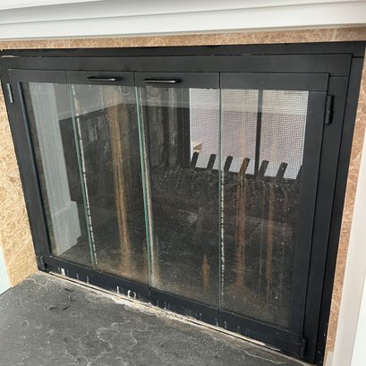 A Pair Of Glass Door Fireplace Screen Inserts (double Sided Fireplace)