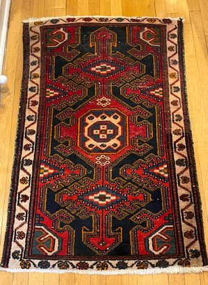 Vintage Wool Hand Knotted Area Rug  48' X 30'