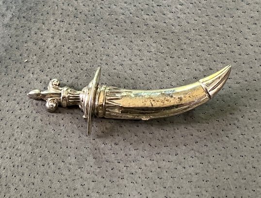 Vintage Sterling Silver Arabic Dagger Pin / Brooch