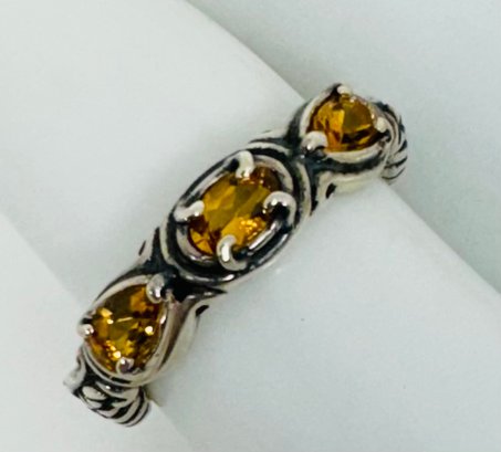 SIGNED CAROLYN POLLACK STERLING SILVER CITRINE SOUTHWESTERN RING