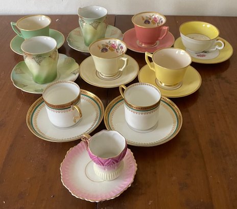 Ten Miscellaneous Demitasse Saucers And Teacups
