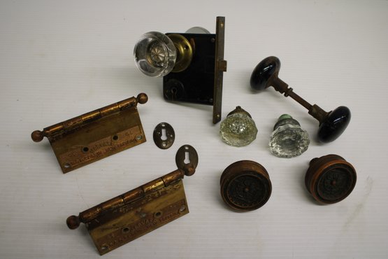 Mixed Antique Lot Of Various Harvard Hinges, Sargent Locks And Door Knobs