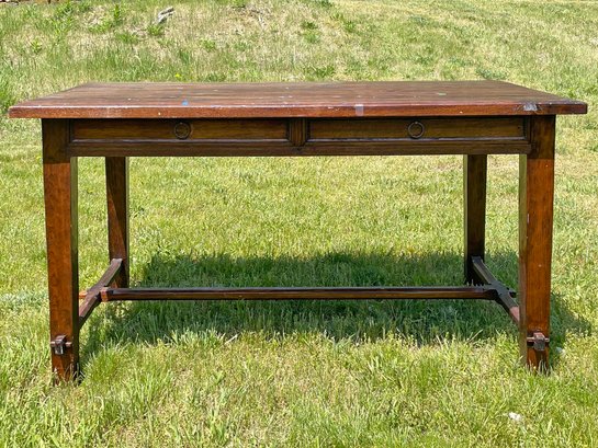 A Gorgeous Carved And Notched Mahogany Table Or Large Desk