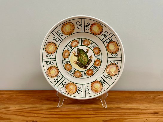 Large Majolica Style Platter Entitled Portrait Of A Beast By Lynn Peters (1993)