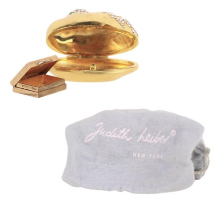 Judith Lieber Italian Crystal Duck Decorative Box With 9 Karat Gold Pill Box Retail $725