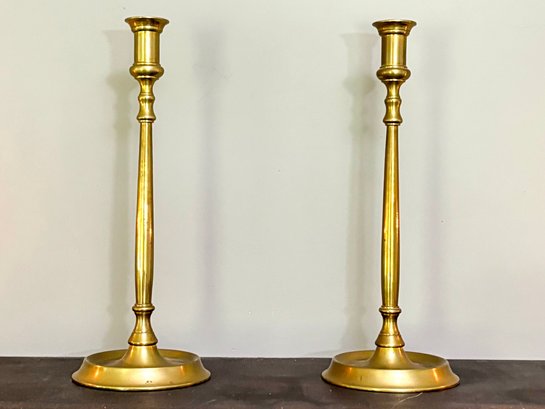 A Pair Of Gorgeous Antique Brass Candlesticks